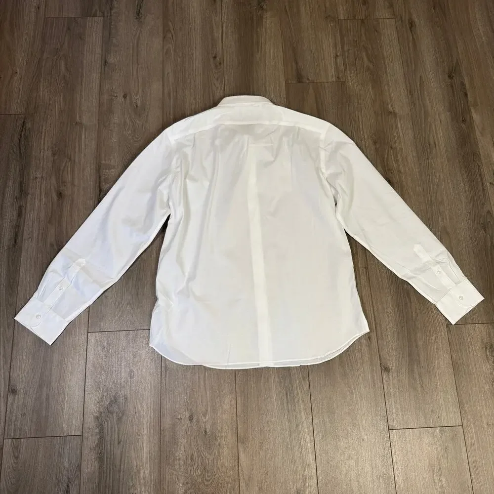 J.Crew Slim Fit Bowery Wrinkle-Free Dobby Dress Shirt Mens XL White Point Collar